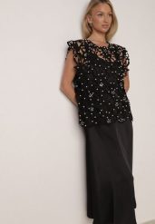 Czarna Satynowa Sukienka na Ramiączka z Wiskozy i Bawełny z Narzutką Messishis. Czarne sukienki Born2be, na co dzień, na lato, l, z aplikacjami, z bawełny, bez kołnierzyka, bez ramiączek, maxi, kopertowe. Za 239.99 zł.