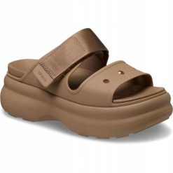 Sandały Dla Kobiet Crocs Soho Two Strap Sandal. Brązowe sandały Crocs, bez wzorów, z materiału, eleganckie, bez obcasa, na platformie, bez zapięcia. Za 289.99 zł.