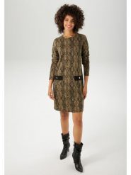 Aniston Sukienka w kolorze jasnobrązowo-czarnym rozmiar: 42. Brązowe sukienki Aniston, bez wzorów, bez kołnierzyka, bez ramiączek, mini. Za 91.56 zł.