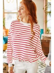 Olalook Bluza w kolorze biało-czerwonym rozmiar: L. Białe bluzy Olalook, l, bez wzorów, bez kaptura. Za 52.67 zł.