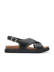 Clarks Skórzane sandały "Arwell Sling" w kolorze czarnym rozmiar: 38. Czarne sandały Clarks, bez wzorów, klasyczne, z otwartym noskiem, bez obcasa, bez zapięcia. Za 219.60 zł.