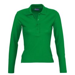 Damska Koszulka Polo Podium Z Długim Rękawem. Zielone koszulki sportowe SOL'S, bez wzorów, bez ramiączek. Za 128.99 zł.