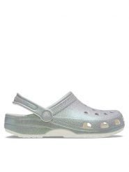 Crocs Klapki Classic Iridescent Glitter Clog 211005 Srebrny. Szare klapki Crocs, bez wzorów, z tworzywa sztucznego, bez obcasa. Za 249.99 zł.