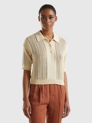 Benetton Sweter w kolorze beżowym rozmiar: S. Brązowe swetry Benetton, s, bez wzorów, z bawełny, bez ramiączek. Za 123.25 zł.
