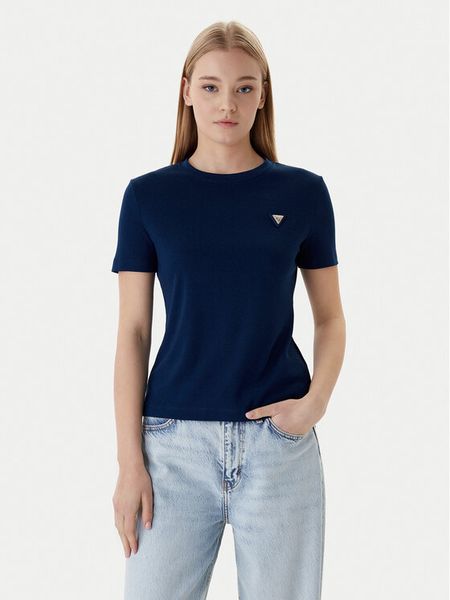 Guess T-Shirt V6RI17 KD741 Granatowy Regular Fit. Niebieskie t-shirty Guess, xxs, z aplikacjami, z bawełny, bez kołnierzyka, bez ramiączek. Za 179.99 zł.