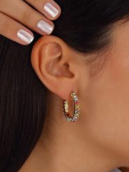 Nakkash Pozłacane kolczyki-kreole z cyrkoniami rozmiar: onesize. Żółte kolczyki Nakkash, z cyrkonią, pozłacane. Za 48.05 zł.