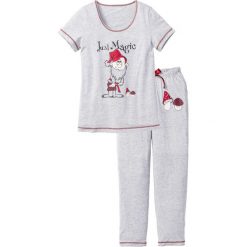 Piżama bonprix jasnoszary melanż z nadrukiem. Piżamy bonprix. Za 37.99 zł.