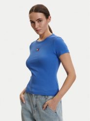 Tommy Jeans T-Shirt DW0DW17881 Niebieski Slim Fit. Niebieskie t-shirty Tommy Jeans, m, bez wzorów, z bawełny, bez kołnierzyka, bez ramiączek. Za 169.99 zł.