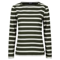Damska Koszulka Z Długim Rękawem Federica Stripe. Białe bluzki Regatta, s, bez wzorów, sportowe, bez kołnierzyka, bez ramiączek. Za 50.99 zł.