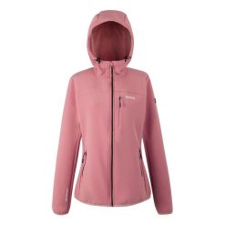 Kurtka damska softshell przeciwdeszczowy Ossek. Czerwone kurtki sportowe Regatta, bez wzorów, z materiału, bez kaptura, trekkingowe. Za 399.99 zł.