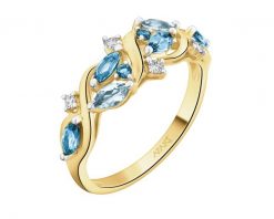 Pierścionek z żółtego złota z brylantami i topazami - próba 585. Żółte pierścionki Apart, z brylantem, złote. Za 3,259.00 zł.