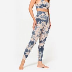 Legginsy fitness damskie Domyos. Brązowe legginsy DOMYOS, m, bez wzorów, z bawełny, z podwyższonym stanem. Za 89.99 zł.