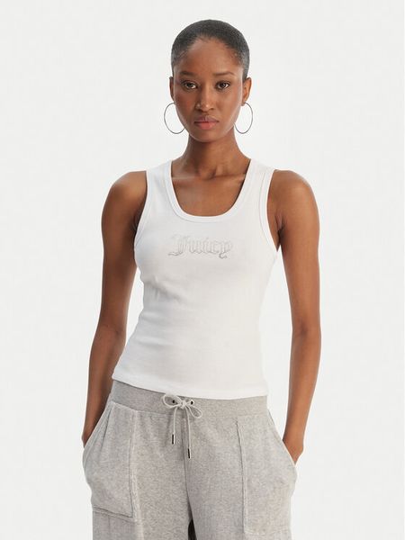 Juicy Couture Top Thin Strap JCWLV126308 Biały Slim Fit. Białe topy Juicy Couture, m, bez wzorów, z bawełny, bez kołnierzyka, bez ramiączek. Za 87.99 zł.