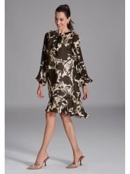 SWING Sukienka w kolorze czarno-kremowym rozmiar: 40. Czarne sukienki Swing, bez wzorów, bez kołnierzyka, bez ramiączek, midi. Za 295.99 zł.