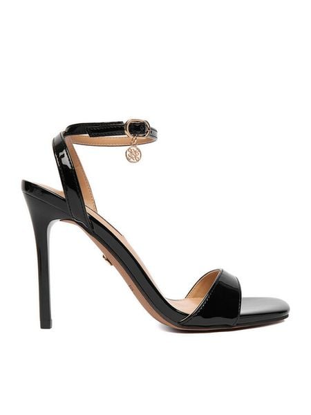 Nine West Sandały CEO-CR436-T8637 Czarny. Czarne sandały Nine West, bez wzorów, z materiału, bez obcasa, na szpilce, bez zapięcia. Za 149.99 zł.