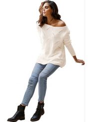 Heine Sweter w kolorze kremowym rozmiar: 48. Brązowe swetry Heine, bez wzorów, z bawełny, bez ramiączek. Za 74.46 zł.