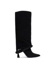 KARL LAGERFELD Kozaki Debutante KL32082 Czarny. Czarne kozaki KARL LAGERFELD, ze skóry, bez obcasa, na słupku, bez zapięcia. Za 1,319.00 zł.
