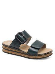 Rieker Klapki 62954-12 Granatowy. Niebieskie klapki Rieker, bez wzorów, ze skóry, bez obcasa. Za 299.99 zł.