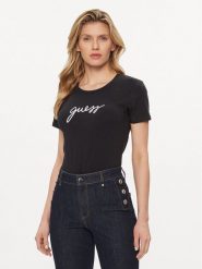 Guess T-Shirt O4RM09 KBBU1 Czarny Regular Fit. Czarne t-shirty Guess, xl, z aplikacjami, z bawełny, bez kołnierzyka, bez ramiączek. Za 159.99 zł.