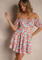 Niebieska Sukienka Rozkloszowana z Bawełną w Wisienki Lunasella. Niebieskie sukienki Renee, na co dzień, l, bez wzorów, z bawełny, eleganckie, bez kołnierzyka, bez ramiączek, mini, proste. Za 49.99 zł.