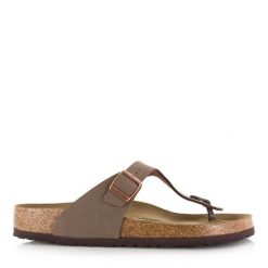 Japonki damskie Birkenstock 043751. Brązowe klapki Birkenstock, bez wzorów, z materiału, bez obcasa. Za 691.00 zł.