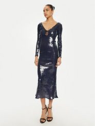 BARDOT Sukienka koktajlowa 58859DB Granatowy Regular Fit. Niebieskie sukienki Bardot, bez wzorów, z syntetyku, wizytowe, bez kołnierzyka, bez ramiączek. Za 399.99 zł.