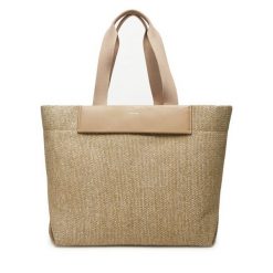 Torebka Calvin Klein. Brązowe shopper Calvin Klein, bez wzorów, bez dodatków. Za 349.99 zł.