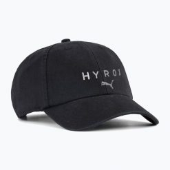 Czapka z daszkiem PUMA Hyrox BB. Czarne czapki Puma, bez wzorów, z materiału, sportowe. Za 99.99 zł.