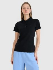 4F Koszulka polo w kolorze czarnym rozmiar: XS. Czarne koszulki polo 4f, xs, bez wzorów, bez kołnierzyka, bez ramiączek. Za 30.71 zł.