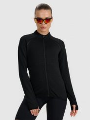 4F Bluza do biegania regular szybkoschnąca damska - czarna XL. Czarne bluzy 4f, xl, bez wzorów, z materiału, bez kaptura. Za 199.99 zł.
