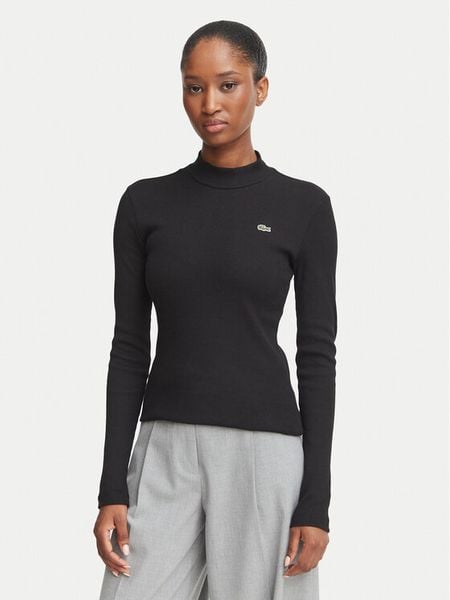 Lacoste Bluzka TF3164 Czarny Slim Fit. Czarne bluzki Lacoste, bez wzorów, z bawełny, bez kołnierzyka, bez ramiączek. Za 419.99 zł.