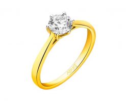 Pierścionek z żółtego złota z brylantem - SI2/H - 0,70 ct - próba 750. Żółte pierścionki Apart, z brylantem, złote. Za 27,590.00 zł.