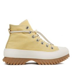 Botki Converse. Żółte botki Converse, bez wzorów, bez obcasa, na płaskiej podeszwie, bez zapięcia. Za 469.99 zł.
