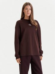 Calvin Klein Jeans Bluza Monologo LV047E211G Brązowy Oversize. Brązowe bluzy Calvin Klein Jeans, xl, bez wzorów, z bawełny, bez kaptura. Za 249.99 zł.