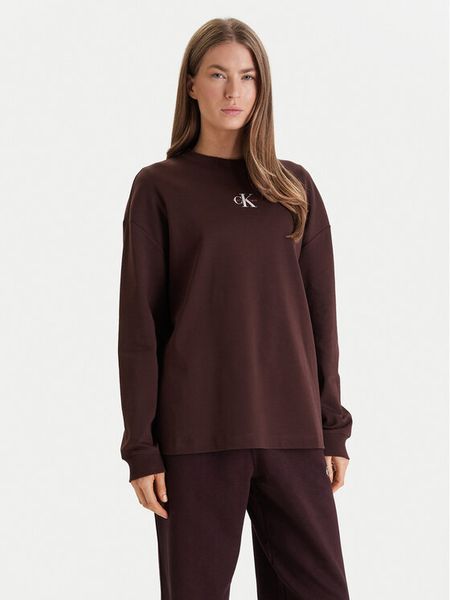 Calvin Klein Jeans Bluza Monologo LV047E211G Brązowy Oversize. Brązowe bluzy Calvin Klein Jeans, xl, bez wzorów, z bawełny, bez kaptura. Za 249.99 zł.