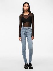 Pieces Dżinsy "Dana" - Skinny fit - w kolorze błękitnym rozmiar: S/L30. Niebieskie jeansy Pieces, l, z aplikacjami, z podwyższonym stanem. Za 74.81 zł.
