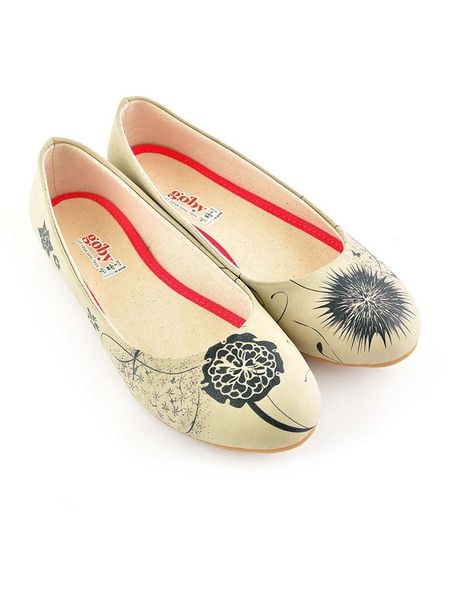 Goby Baleriny w kolorze beżowo-czarnym ze wzorem rozmiar: 42. Brązowe baleriny Goby, bez wzorów, z materiału, bez obcasa. Za 126.15 zł.