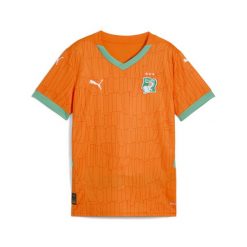 Młodzieżowa koszulka domowa Wybrzeże Kości Słoniowej 2025 PUMA. Brązowa bluzki Puma, m, z aplikacjami, eleganckie, bez kołnierzyka, bez ramiączek. Za 329.00 zł.