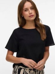 Vero Moda Bluzka w kolorze czarnym rozmiar: M. Czarne bluzki Vero Moda, m, bez wzorów, bez kołnierzyka, bez ramiączek. Za 74.63 zł.