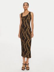 Versace Jeans Couture Sukienka codzienna 77HAO978 Czarny Slim Fit. Czarne sukienki Versace Jeans Couture, na co dzień, bez wzorów, z bawełny, bez kołnierzyka, bez ramiączek, proste. Za 619.99 zł.