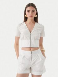 Patrizia Pepe Bluzka 2C1672/A9B9-W103 Biały Regular Fit. Białe bluzki Patrizia Pepe, bez wzorów, z bawełny, bez kołnierzyka, bez ramiączek. Za 919.99 zł.