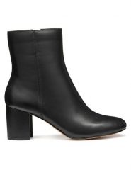 Geox Botki D Virnilisa 65 D56YYE 000TU C9999 Czarny. Czarne botki Geox, bez wzorów, ze skóry, bez obcasa, na słupku, bez zapięcia. Za 679.99 zł.