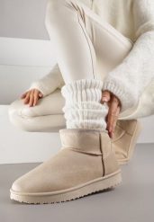 Beżowe Śniegowce z Niską Cholewką Retira. Brązowe trapery i śniegowce Renee, z jeansu, przed kostkę. Za 69.99 zł.