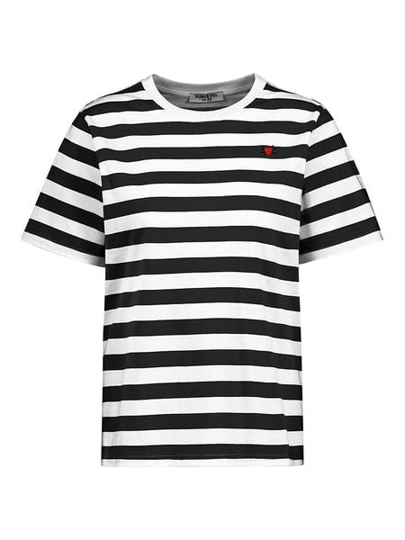 Sublevel Koszulka w kolorze biało-czarnym rozmiar: S. Białe bluzki Sublevel, s, bez wzorów, z bawełny, bez kołnierzyka, bez ramiączek. Za 48.05 zł.