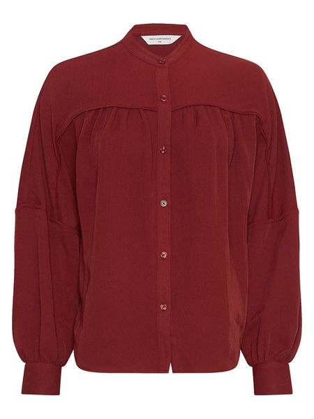 MOSS COPENHAGEN Bluzka "Madie" w kolorze bordowym rozmiar: L/XL. Czerwone bluzki Moss Copenhagen, l, bez wzorów, bez kołnierzyka, bez ramiączek. Za 166.10 zł.