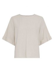 MOSS COPENHAGEN Bluzka w kolorze beżowym rozmiar: S/M. Brązowe bluzki Moss Copenhagen, m, bez wzorów, bez kołnierzyka, bez ramiączek. Za 114.95 zł.