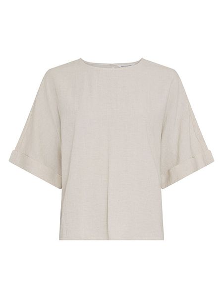MOSS COPENHAGEN Bluzka w kolorze beżowym rozmiar: S/M. Brązowe bluzki Moss Copenhagen, m, bez wzorów, bez kołnierzyka, bez ramiączek. Za 144.95 zł.