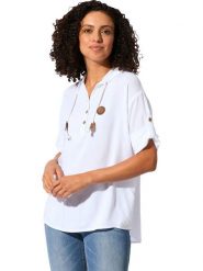 WITT WEIDEN Bluzka w kolorze białym rozmiar: 42. Białe bluzki WITT WEIDEN, z aplikacjami, ze skóry, bez kołnierzyka, bez ramiączek. Za 69.99 zł.