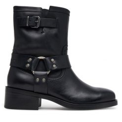 Botki Tommy Jeans. Czarne botki Tommy Jeans, bez wzorów, z jeansu, bez obcasa, na płaskiej podeszwie, bez zapięcia. Za 899.99 zł.