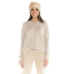 Damska bluza z kapturem Leone zapinana na guziki Winter Chic Boxing. Brązowe bluzy LEONE 1947 APPAREL, bez wzorów, z kapturem. Za 168.36 zł.